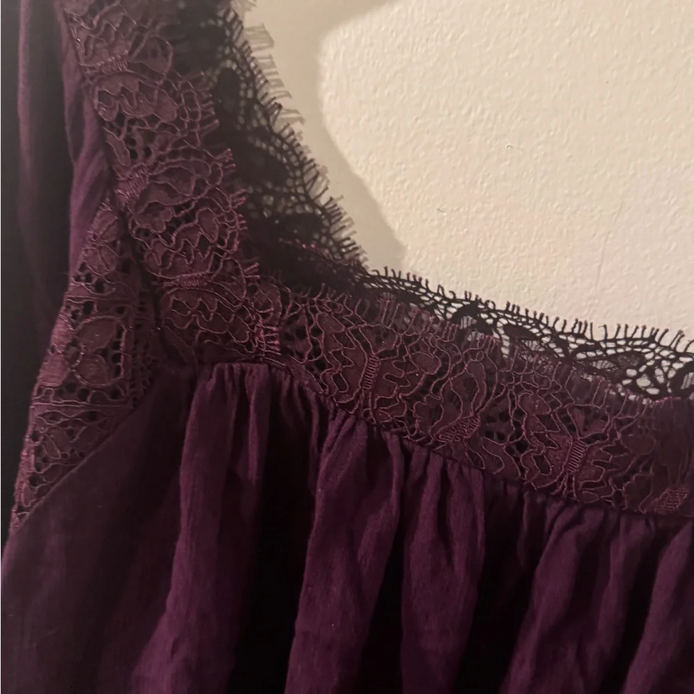 Free People Deep Purple Lace Women's Blouse - Picture 3 of 6